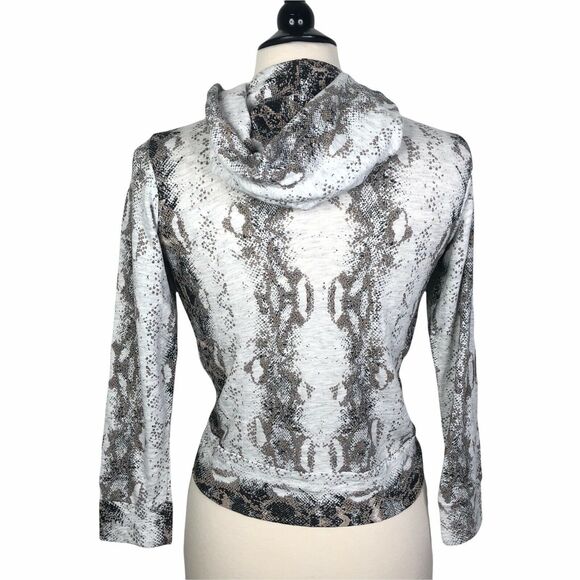 NEW Monrow Snake Print Long Sleeve Lightweight Full Zip Hoodie Womens 8 - Picture 7 of 10
